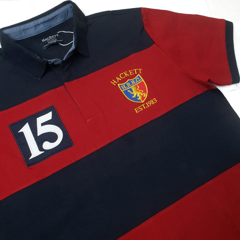 HCK crested two-toned polo shirt | Red/Blue