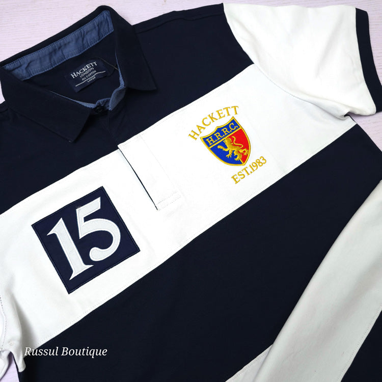 HCK crested two-toned polo shirt |White/Blue