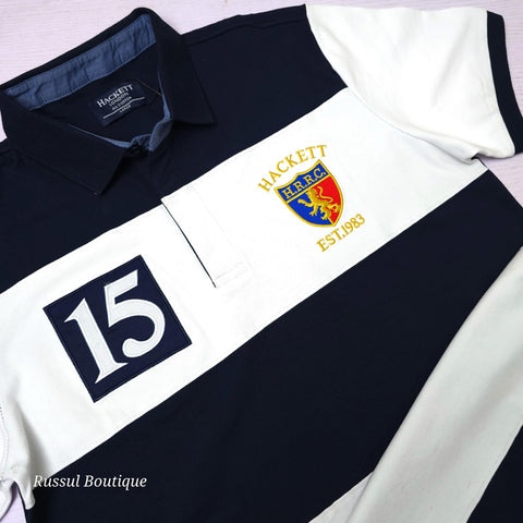 HCK crested two-toned polo shirt |White/Blue