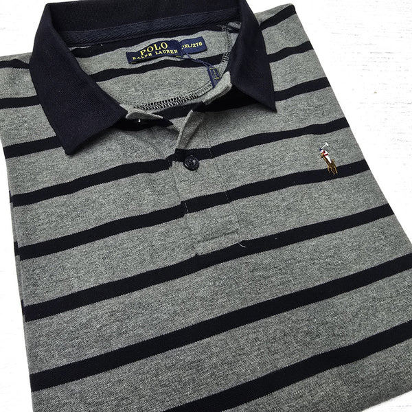 PRL stripped designer polo shirt | Grey