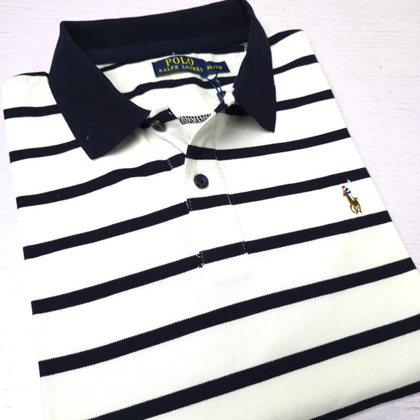 PRL stripped designer polo shirt | White