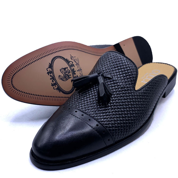 GC tasseled leather Mules | Black