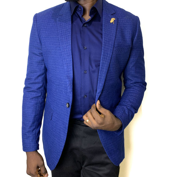 Bright blue formal blazer for men