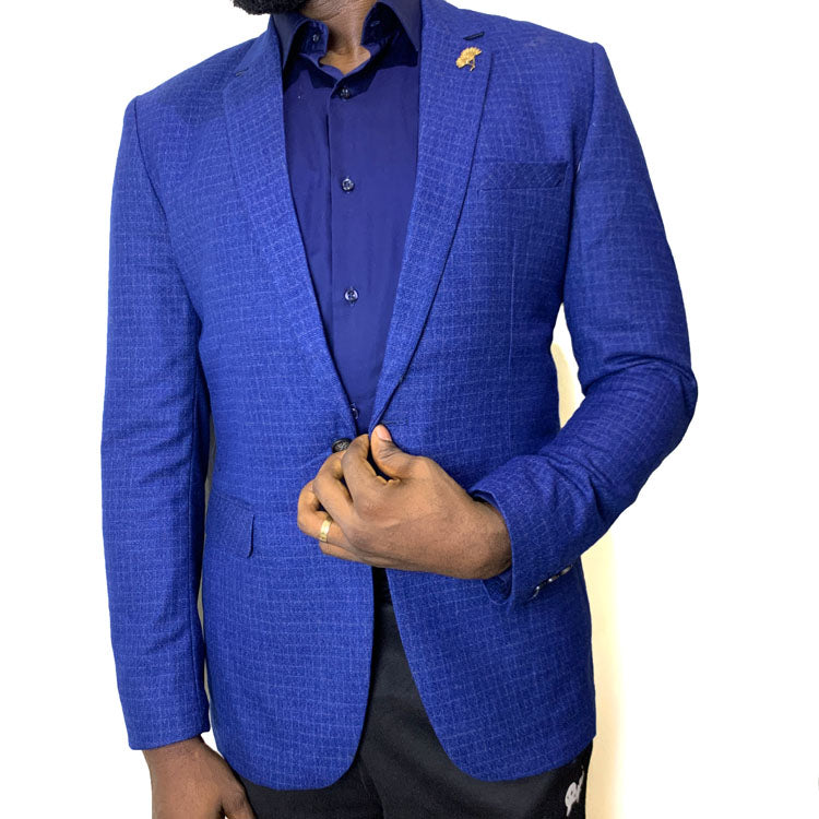 Bright blue formal blazer for men