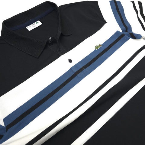 LST two toned striped polo shirt | Black