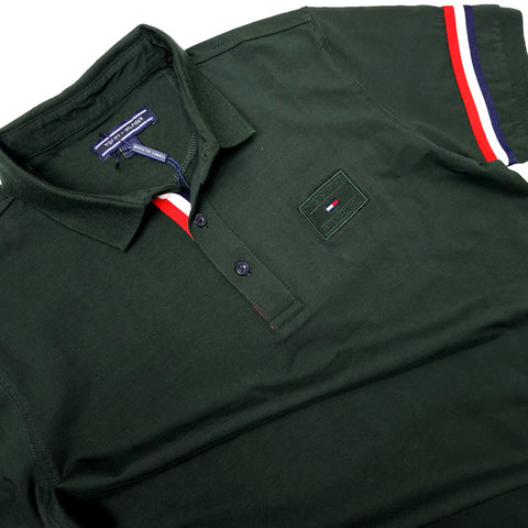 THF designer banded polo shirt | Army Green