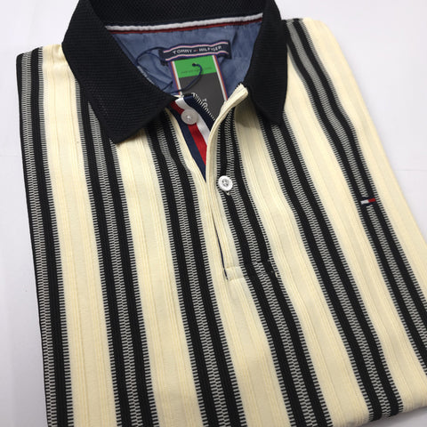 THF textured  two toned polo shirt | Beige/Black