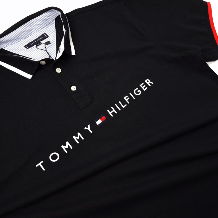 THF lettered designer polo shirt | Black
