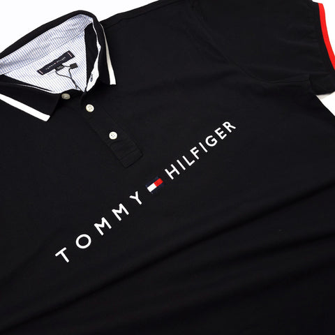 THF lettered designer polo shirt | Black