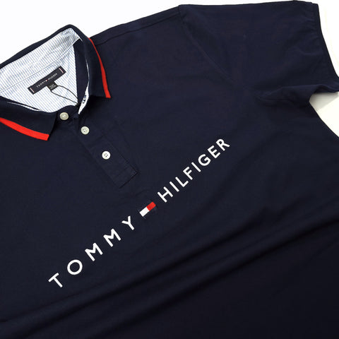 THF lettered designer polo shirt | Navy blue