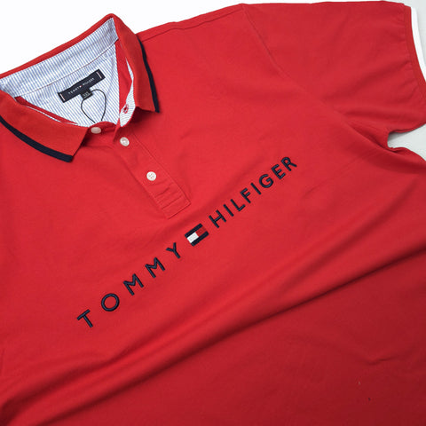 THF lettered designer polo shirt | Red