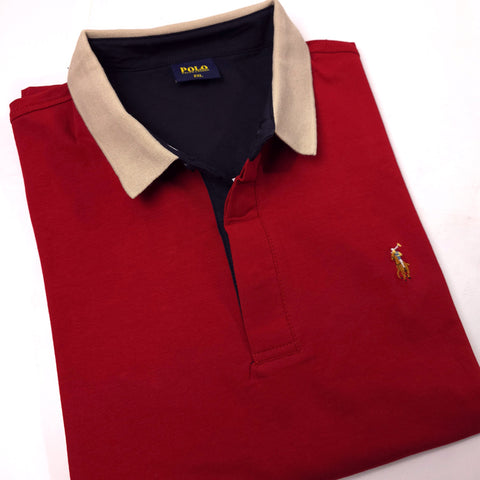 PRL toned collar polo shirt | Wine