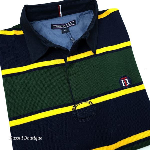 THF Spark two toned stripped polo | Green/Blue