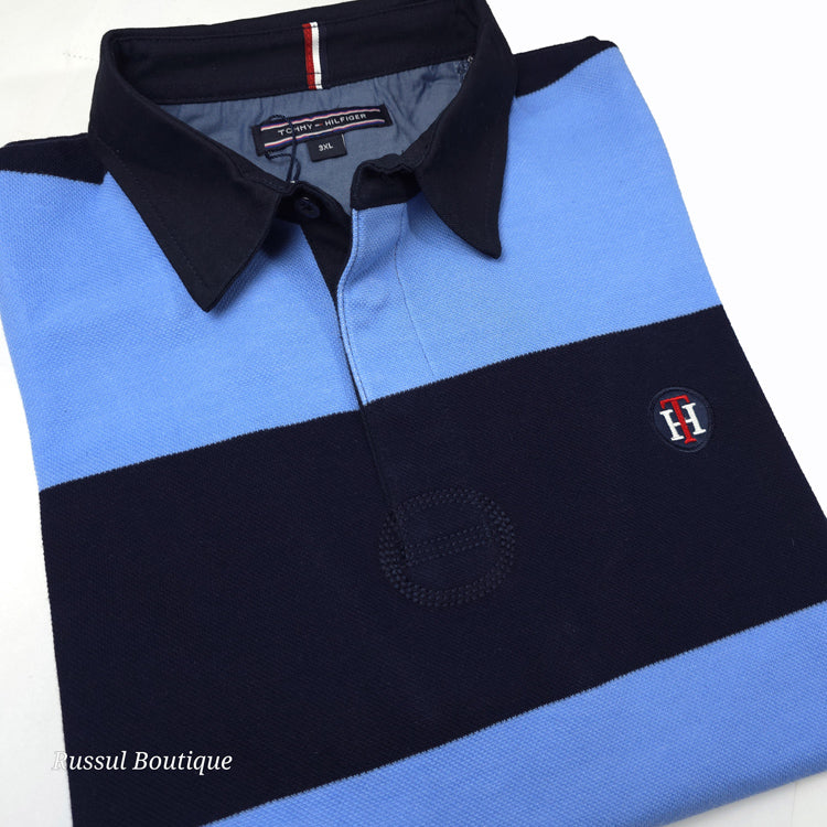 THF bold two toned stripped polo | Sky blue
