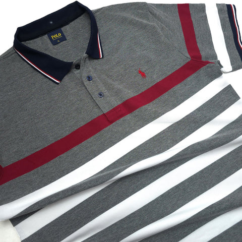 PRL two toned striped polo shirt | Grey