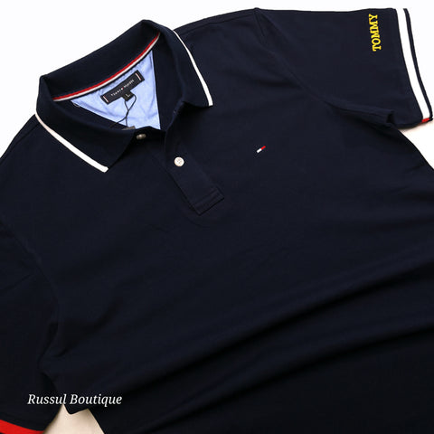THF designer trim polo shirt | Navy Blue