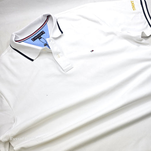 THF designer trim polo shirt | White
