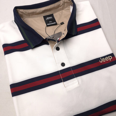 JP designer striped polo shirt | WHite