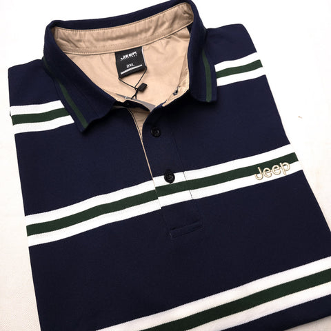 JP designer striped polo shirt | Navy Blue