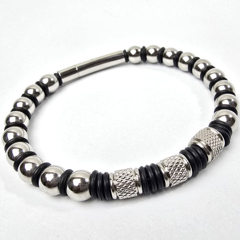 RB sequence leather Bracelet | Silver