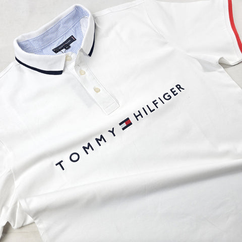 THF lettered designer polo shirt | White