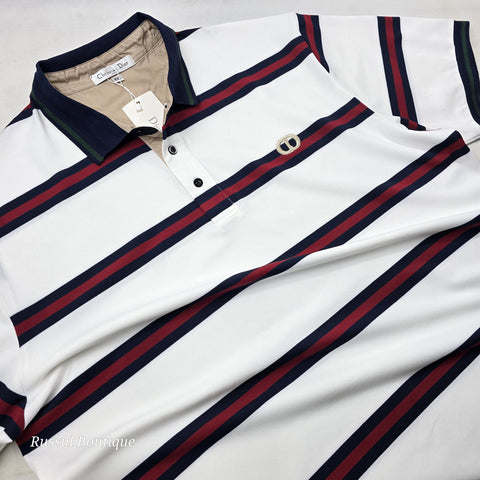 CD striped polo shirt | White