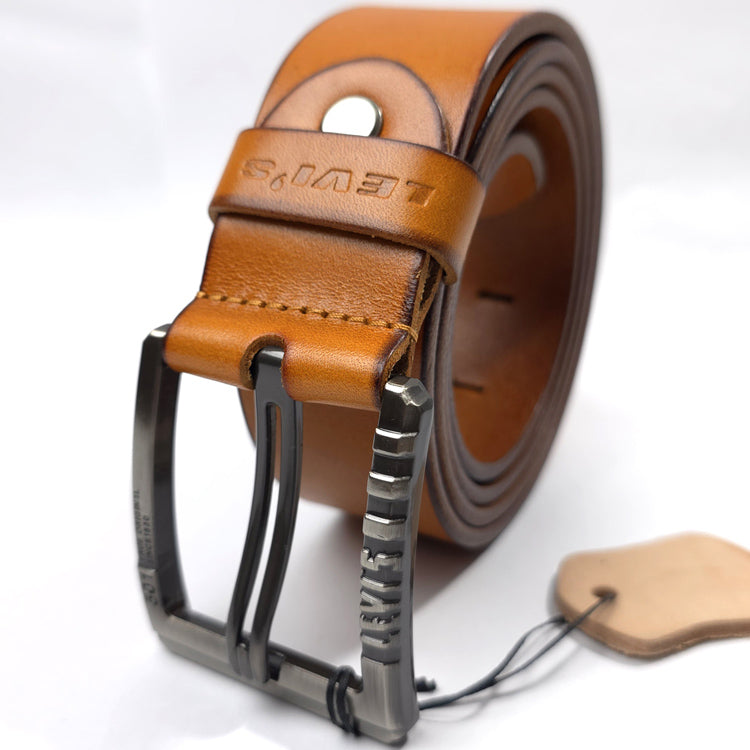 Levi buckled leather belt for men | Light brown