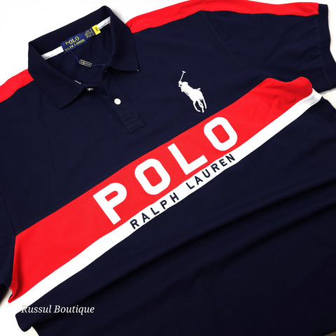 BIG- PRL Bold crested plain polo shirt | Navy blue