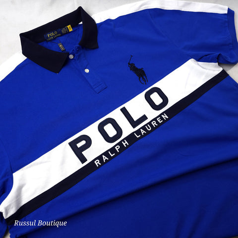 BIG- PRL Bold crested plain polo shirt | Blue