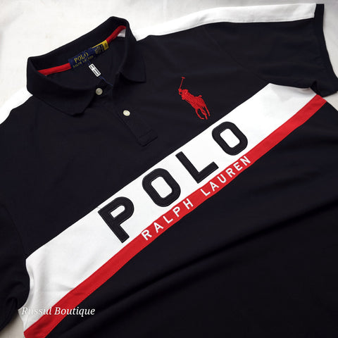 BIG- PRL Bold crested plain polo shirt | Black