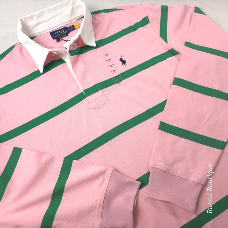 Longsleeve PRL striped polo for men | Pink