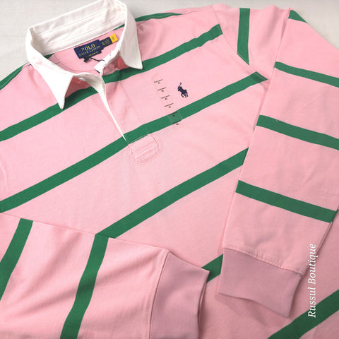 Longsleeve PRL striped polo for men | Pink