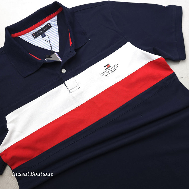 BIG- THF two-toned NY polo shirt | nAVY BLUE