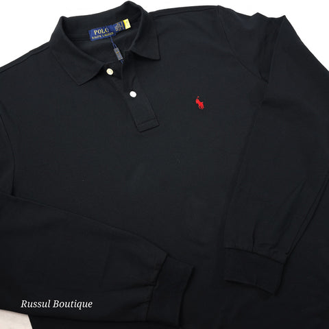 Longsleeve PRL plain polo for men | Black