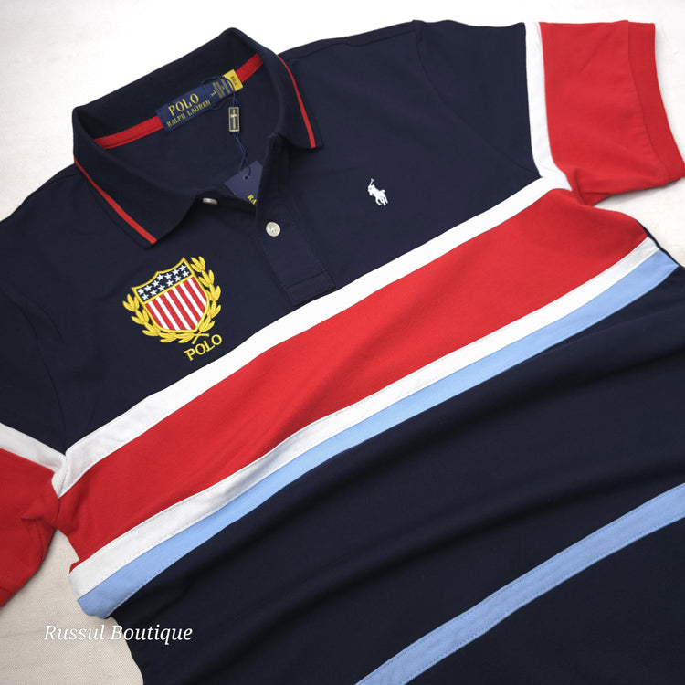 PRL Flags two toned polo shirt | Navy blue