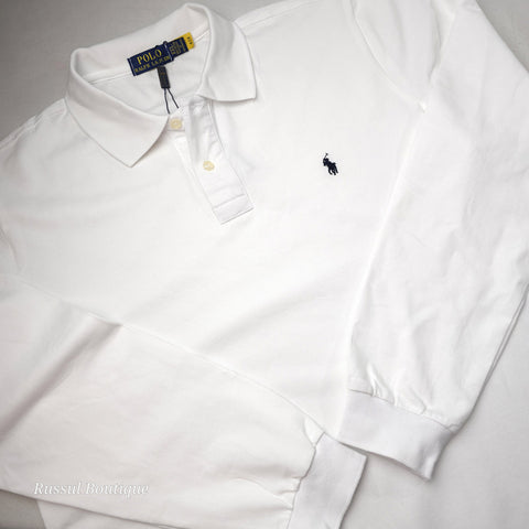 Longsleeve PRL plain polo for men | White