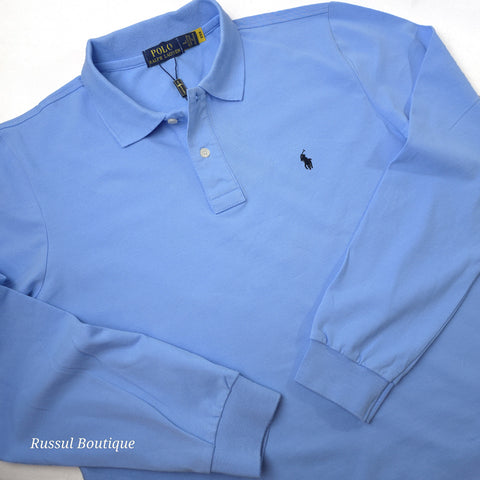Longsleeve PRL plain polo for men | Skyblue