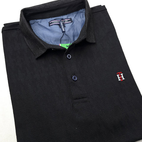 THF textured polo shirt | Black