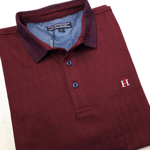THF textured polo shirt | Wine