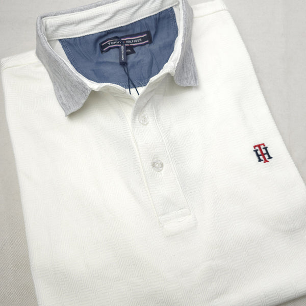 THF textured polo shirt | White