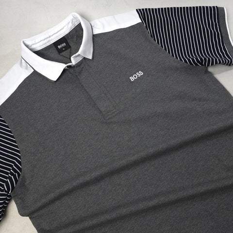 BS striped sleeved polo shirt | Grey