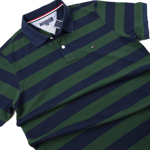 THF woven stripped polo | Green/Blue