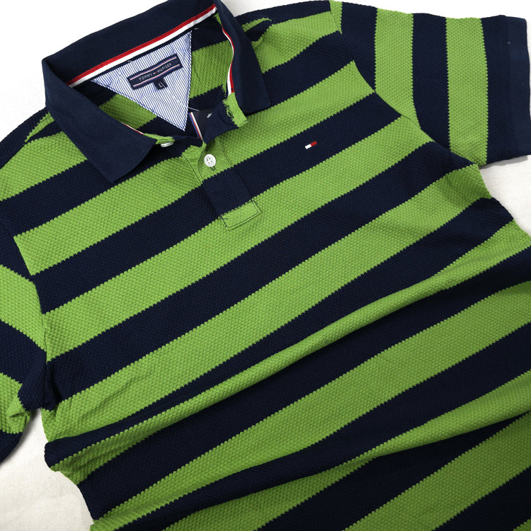 THF woven stripped polo | Lemon/Blue