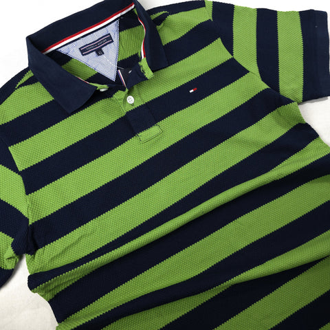 THF woven stripped polo | Lemon/Blue