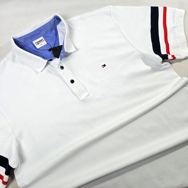 THF designer banded polo shirt | White