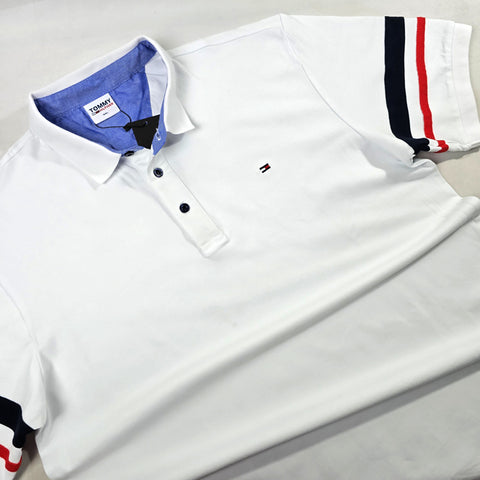 THF designer banded polo shirt | White