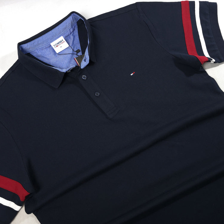 THF designer banded polo shirt | Navy Blue