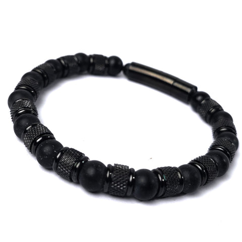 RB sequence leather Bracelet | Black