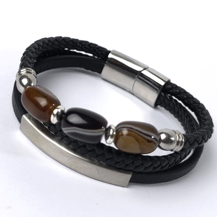 Two-toned leather Bracelet | Black