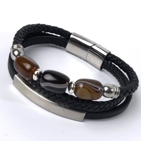 Two-toned leather Bracelet | Black